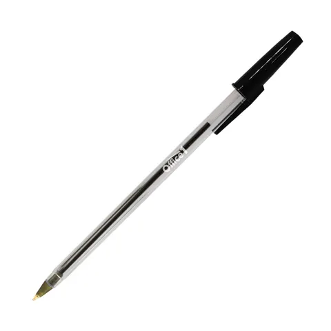 Pix Office 1 cu bilă, 1.0 mm, corp transparent, negru, 10 bucăți