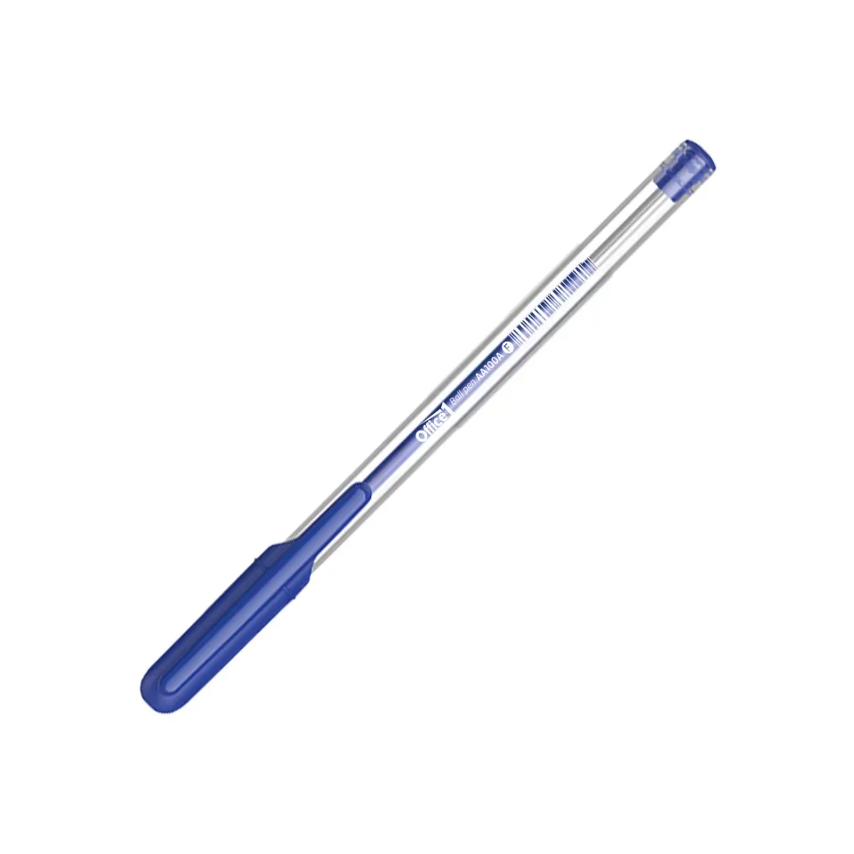 Office 1 Pix AA100A, 0.7 mm, corp transparent, albastru, 10 bucăți