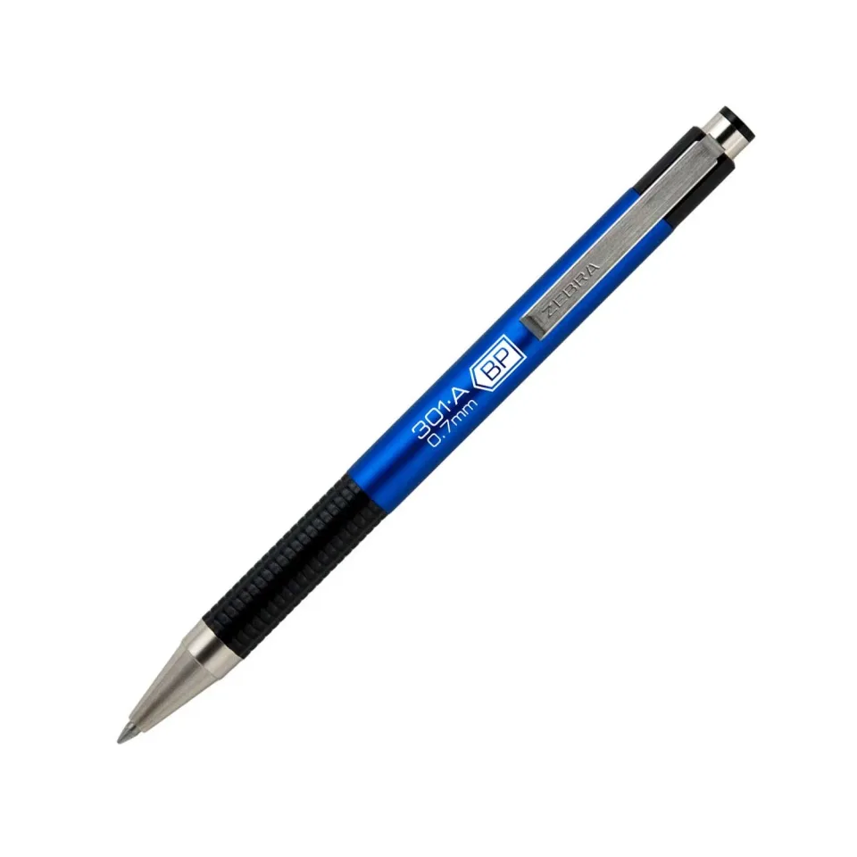Pix cu bilă Zebra F-301A, aluminiu, 0.7 mm, albastru