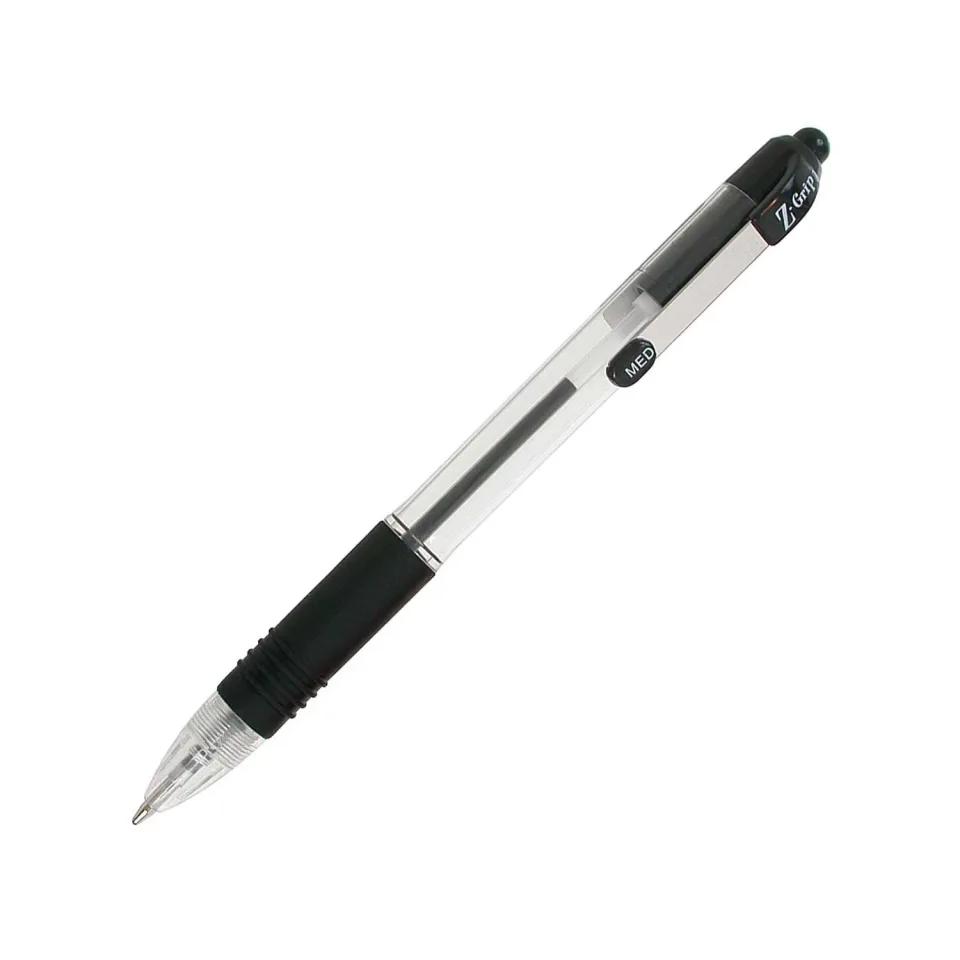 Pix cu bilă Zebra Z-Grip, transparent, 1.0 mm, negru