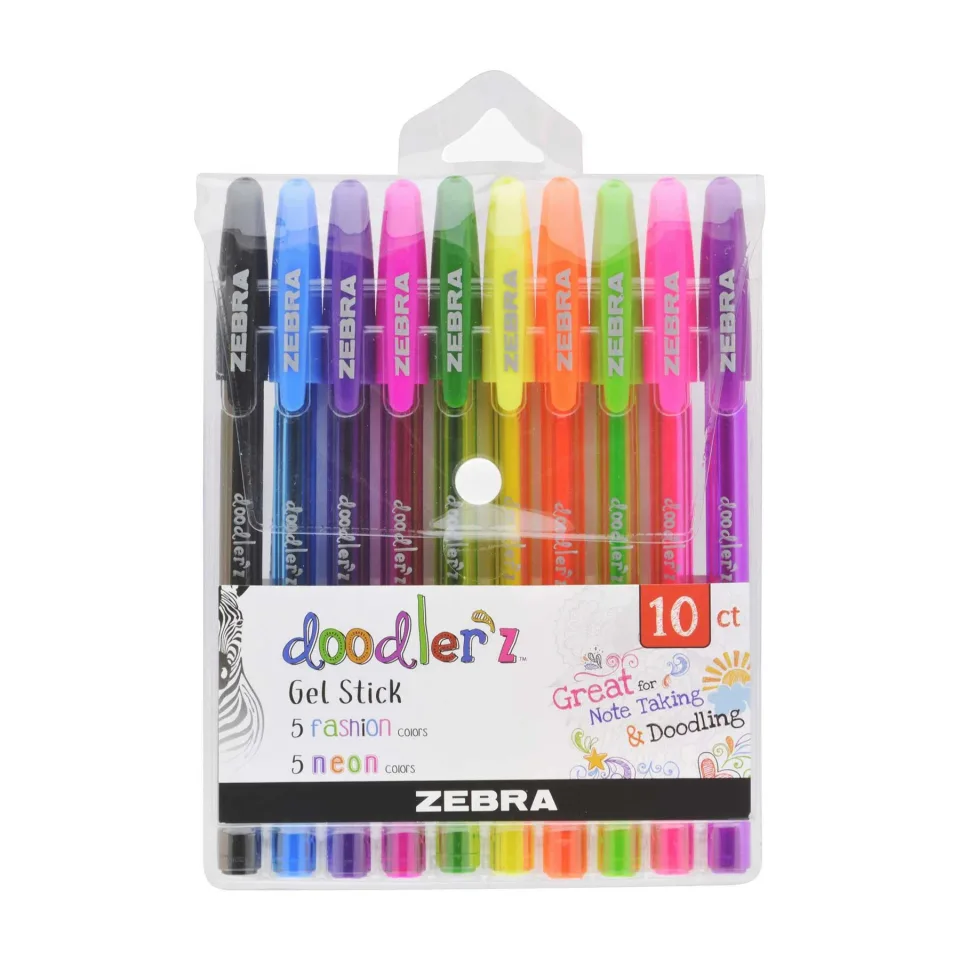 Zebra Gel Roller Doodler’z Gel Stick, 1.0 mm, neon, 10 culori