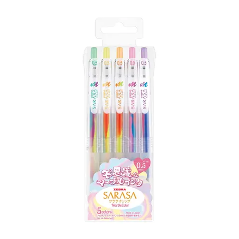Zebra Roller cu gel Sarasa Clip Mango, automat, 0.5 mm, 5 culori marmorate