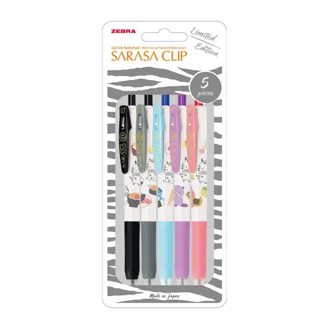 Zebra Gel Roller Sarasa Clip Kawaii, 0.7 mm, 5 buc., 4 culori