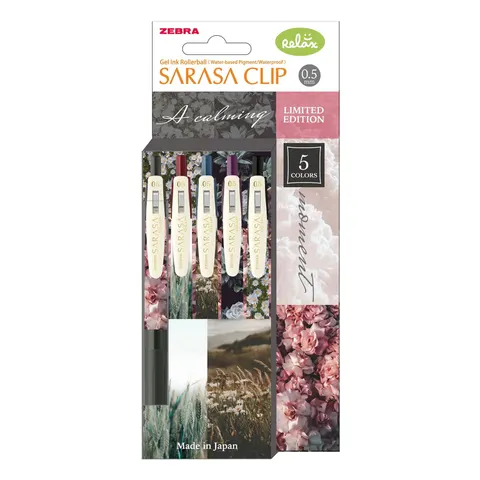 Roller gel Zebra Sarasa Clip Calming Moment, 0.5 mm, 5 culori