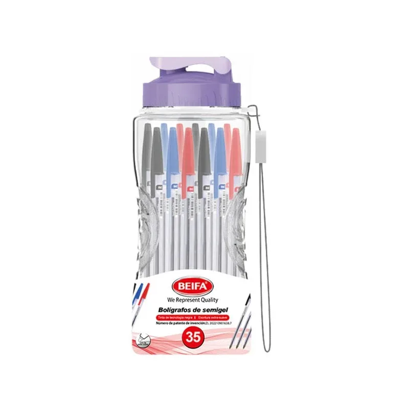 Beifa gel roller TA616-VQ01, în sticluță, 1.0 mm, 3 culori, 35 bucăți