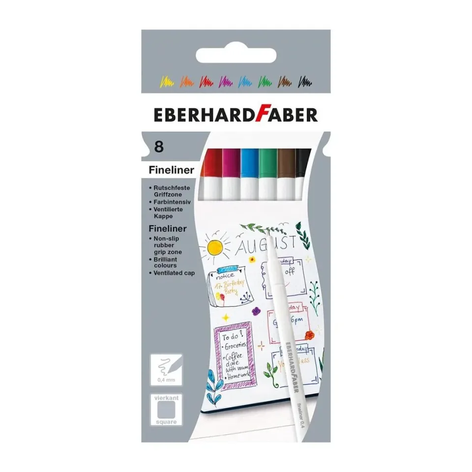Eberhard Faber Fineliner, 0.4 mm, 8 culori