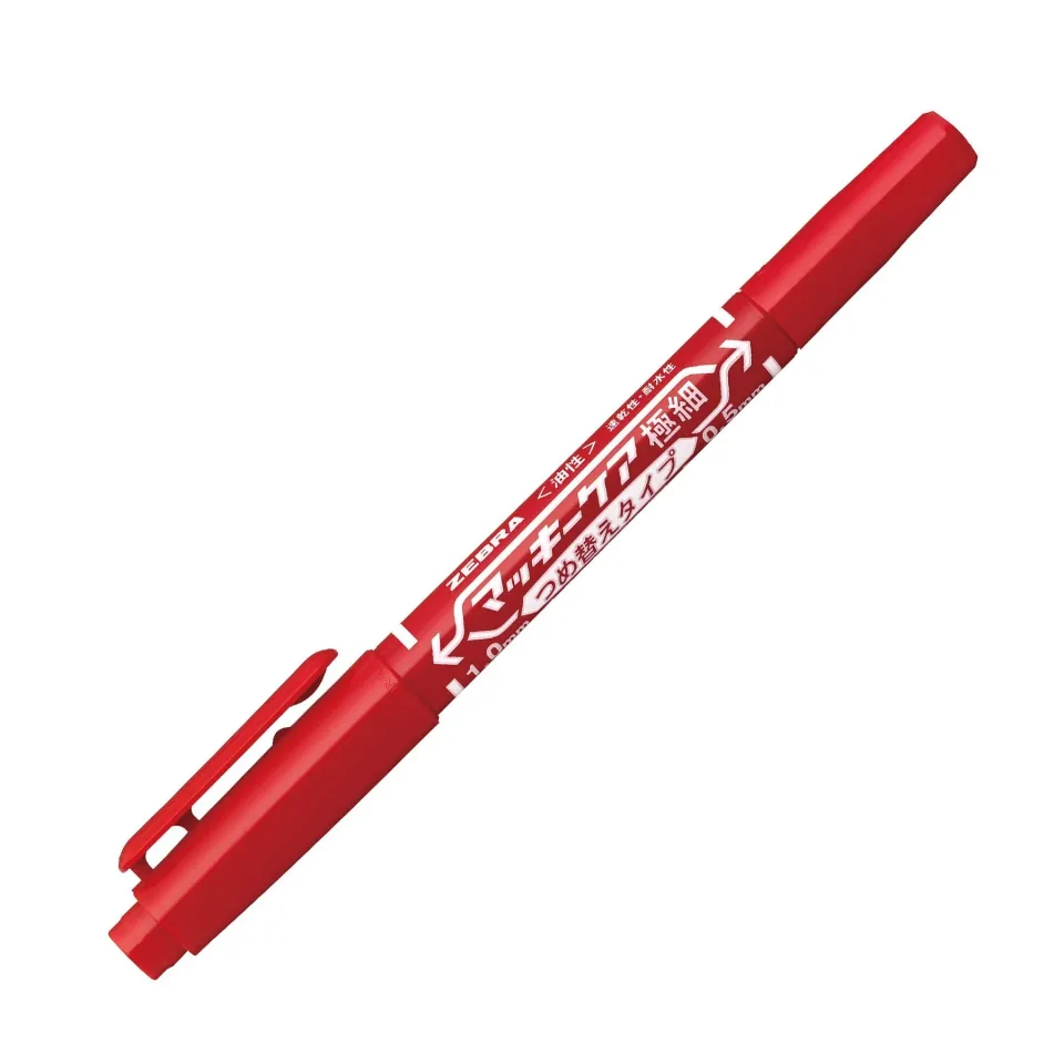Zebra Fineliner Mckie Extra Fine, permanent, dublu, 0.5-1 mm, roșu