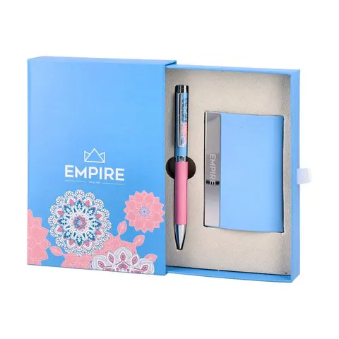 Set Empire Agra suport pentru cărți de vizită și pix, albastru