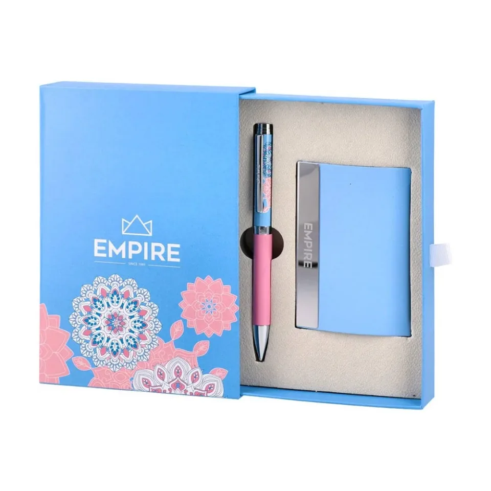 Set Empire Agra suport pentru cărți de vizită și pix, albastru