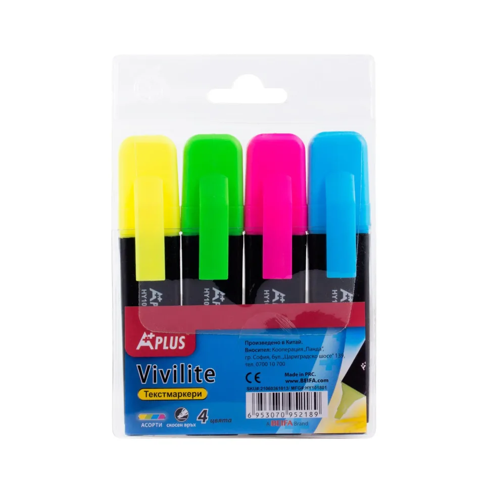 Marker text Beifa A+, 4 culori