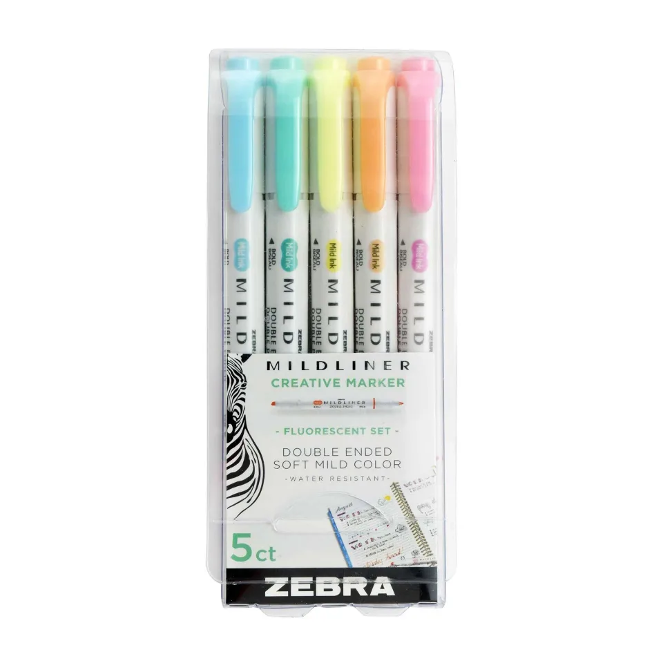 Zebra Textmarker Mildliner Fluorescent, dublu, 5 culori