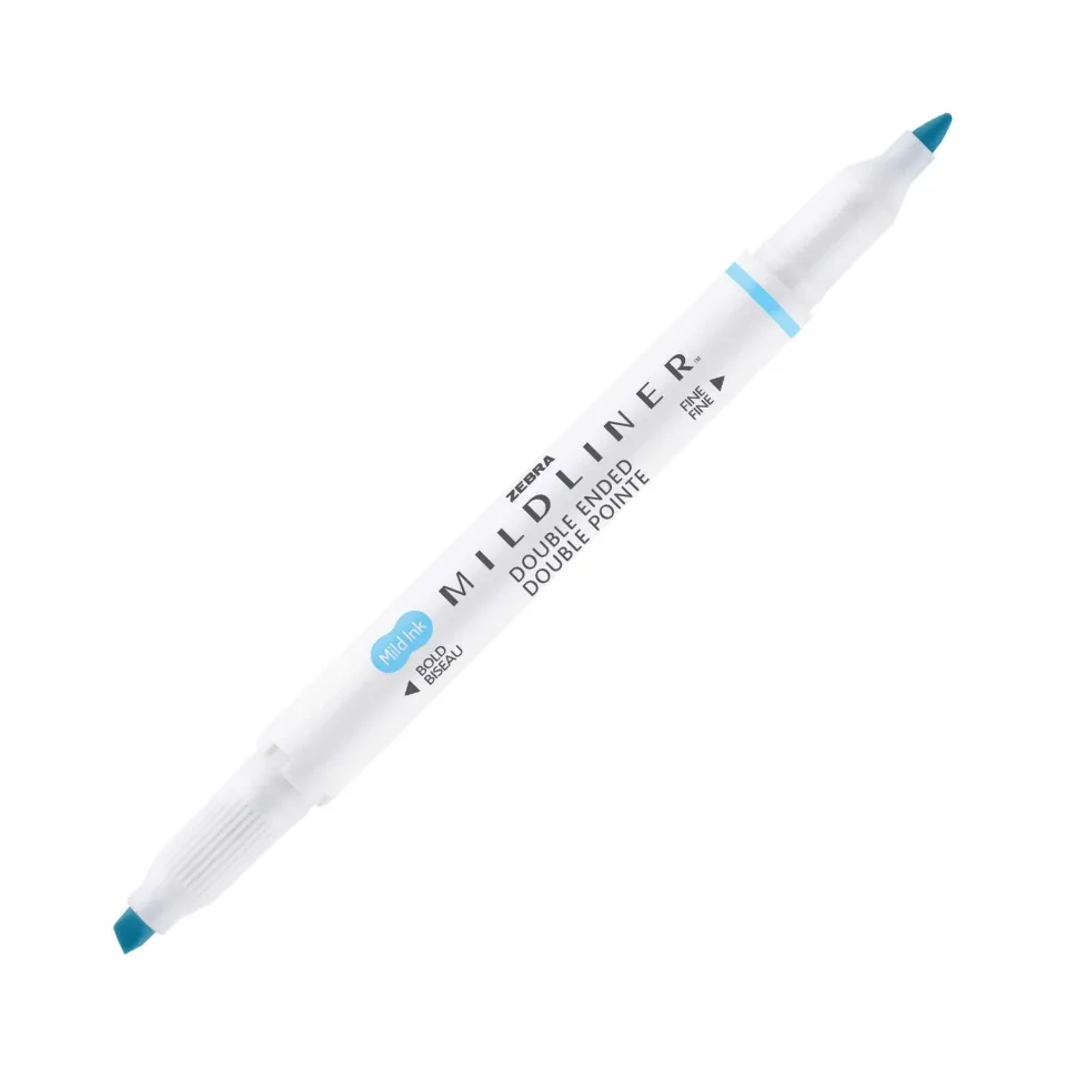 Zebra Highlighter Mildliner fluorescent, cu vârf dublu, albastru