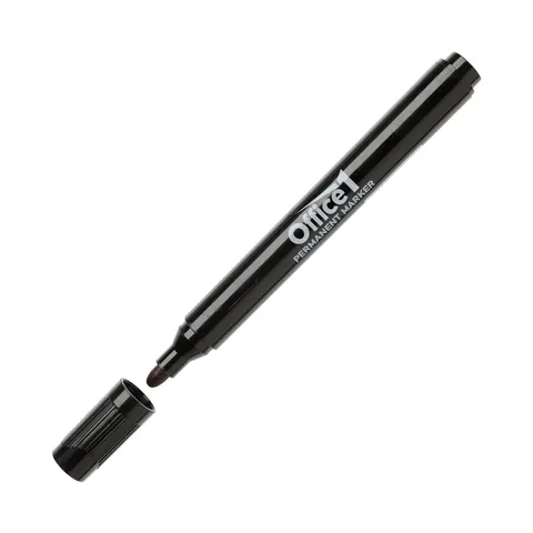 Office 1 Marker permanent, rotund, negru