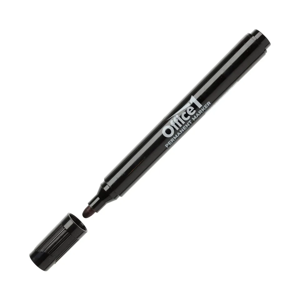 Office 1 Marker permanent, rotund, negru