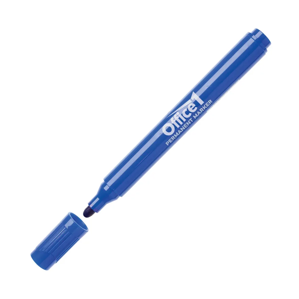 Office 1 Marker permanent, rotund, albastru