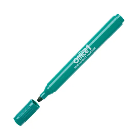 Office 1 Marker permanent, rotund, verde