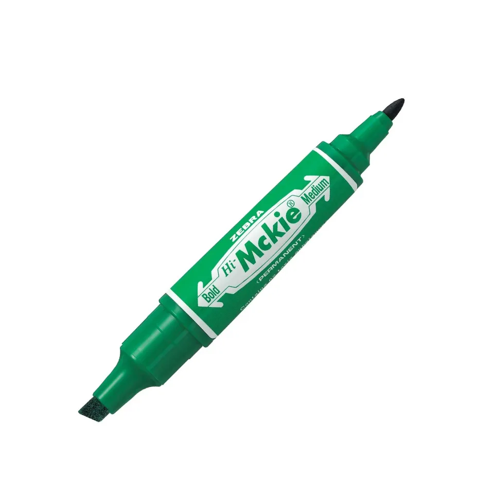 Marker permanent Zebra Hi-Mckie, dublu, 2-4 mm, verde