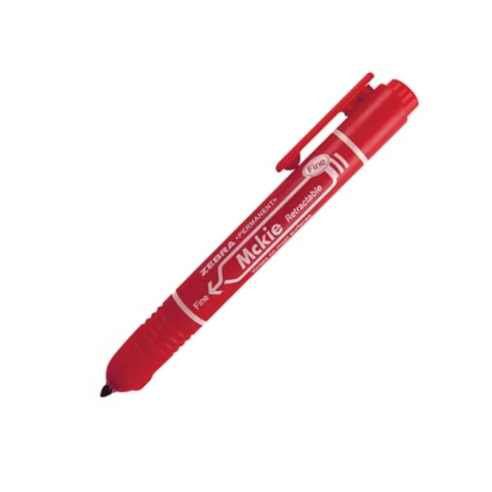 Marker permanent Zebra Mckie retractabil, automat, 1.3 mm, roșu