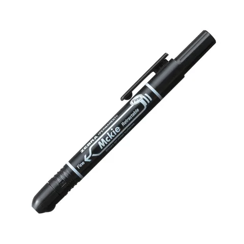 Marker permanent Zebra Mckie Retractabil, retractabil, 1.3 mm, negru