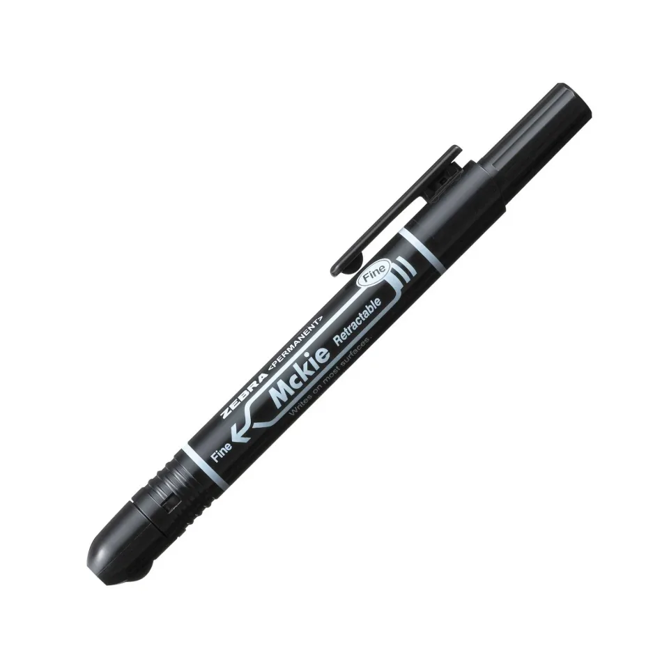 Marker permanent Zebra Mckie Retractabil, retractabil, 1.3 mm, negru