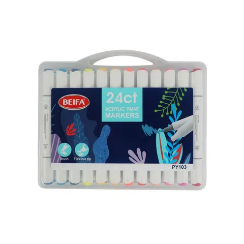 Marker acrilic Beifa, dual, 24 culori