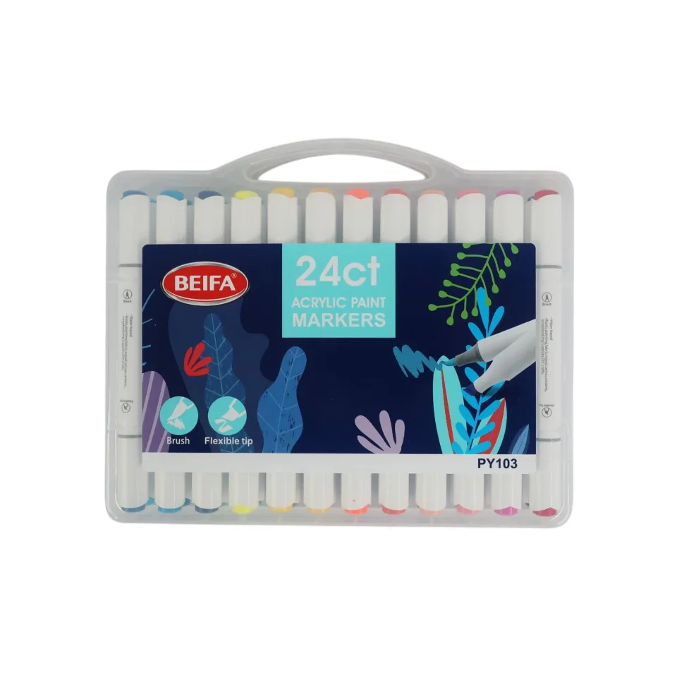 Marker acrilic Beifa, dual, 24 culori