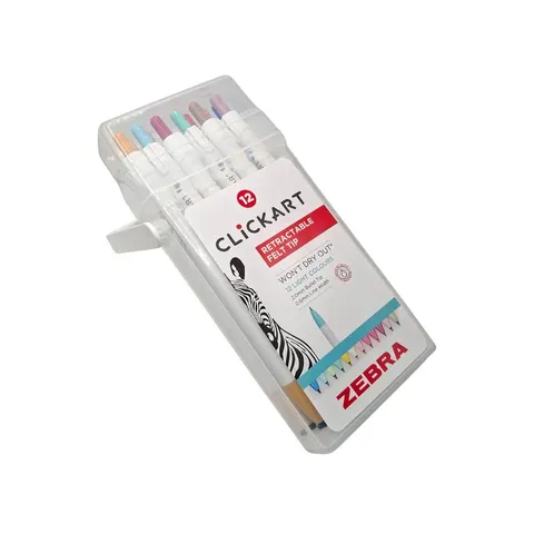 Zebra Marker Clickart, retractabil, 12 culori