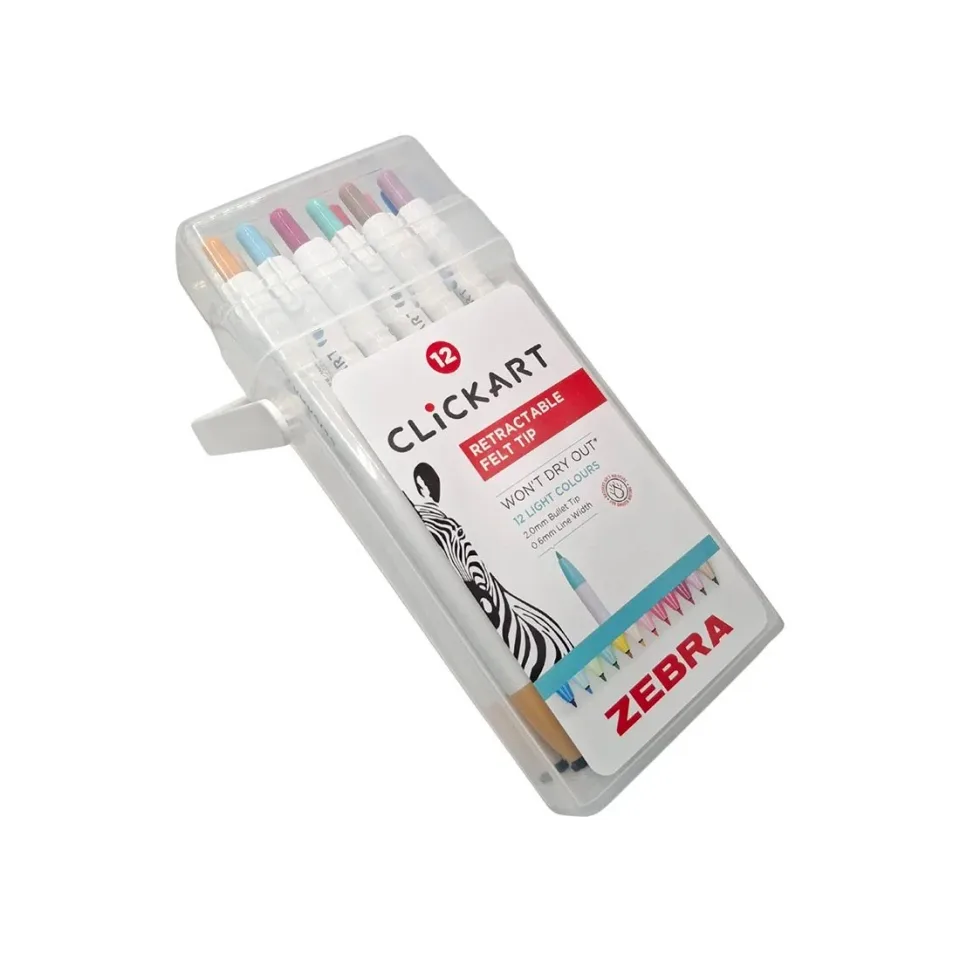 Zebra Marker Clickart, retractabil, 12 culori