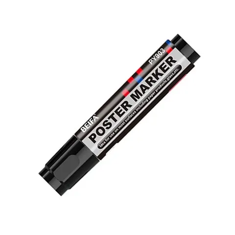Beifa Permanent Marker PY903-01B4, vârf pană, negru