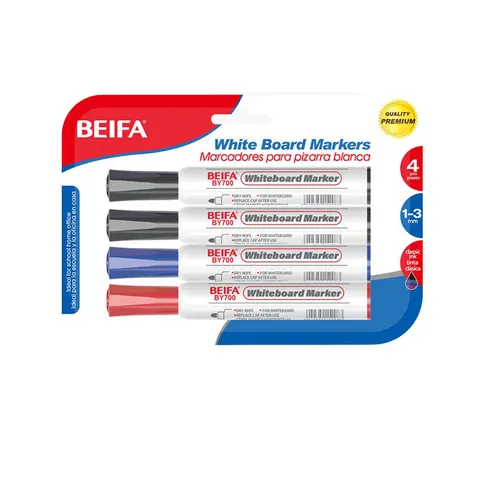 Marker pentru tablă albă Beifa BY700-4C1, set de 4 culori