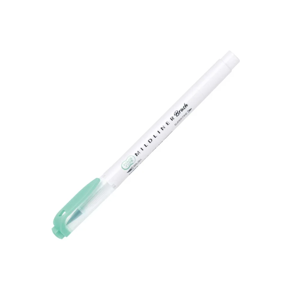 Marker Zebra Brush Mildliner Brush&Marker Fluorescent, albastru-verzui