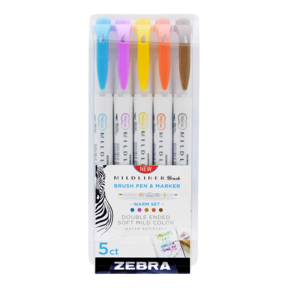 Zebra Brush Marker Mildliner Brush&Marker Warm, 5 culori