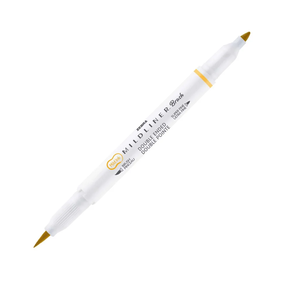 Marker cu pensulă Zebra Mildliner Brush&Marker Warm, auriu