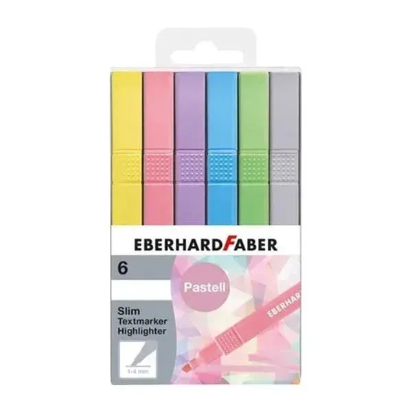 Eberhard Faber Markere Slim, vârf tăiat, culori pastel, 6 bucăți