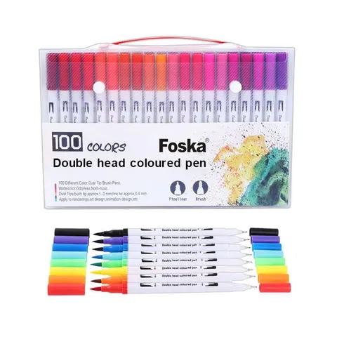 Foska Marker tip pensulă, 100 culori
