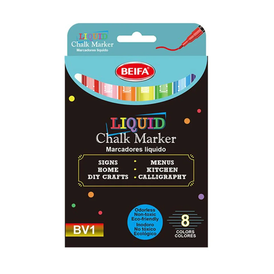 Beifa Marker BV1-8B1 Chalk, set de 8 culori
