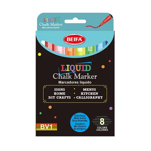 Beifa Marker BV1-8B1 Chalk, set de 8 culori
