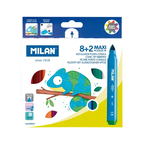 Milan Markere Maxi Magic, 8 culori și 2 magice