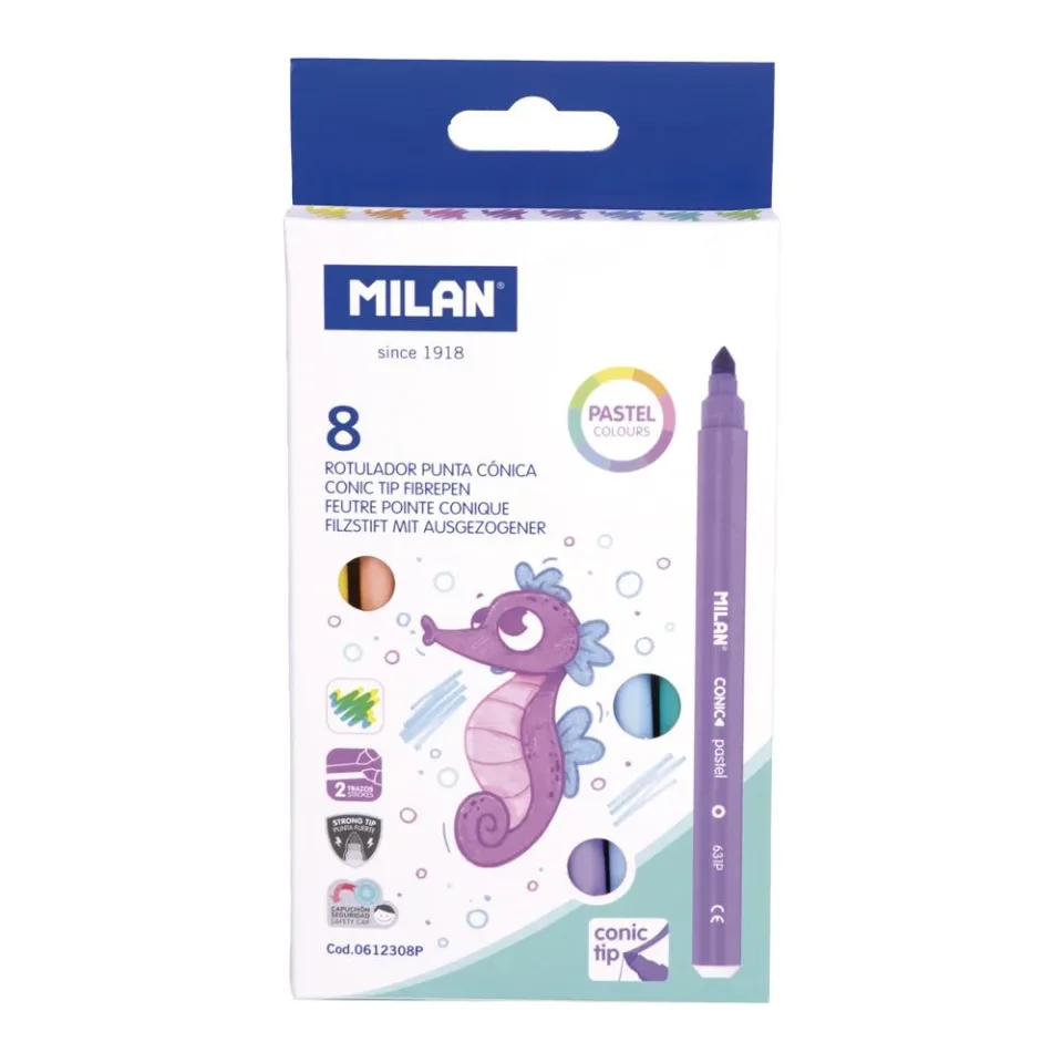 Milan Carioci cu vârf de fetru, 8 culori pastel