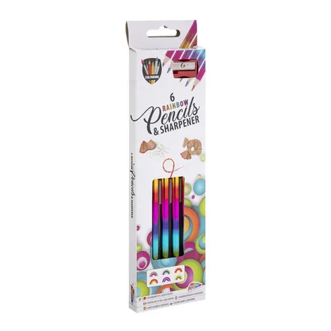Creioane Moxy Rainbow, 6 culori, cu ascuțitoare