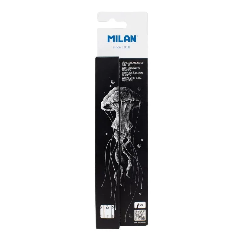 Set creioane pentru desen Milan, 4 mm, 3 bucăți, albe