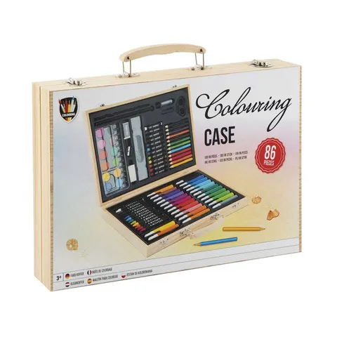 Set de colorat Moxy, în cutie de lemn, 86 piese