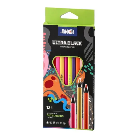 Creioane colorate Junior Ultra Black, 12 culori