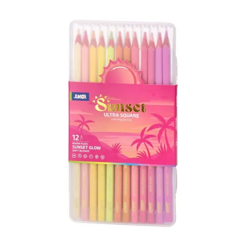 Creioane colorate Junior Ultra Square, Sunset, 12 culori