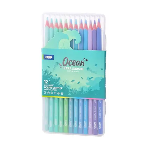 Creioane colorate Junior Ultra Square, Ocean, 12 culori