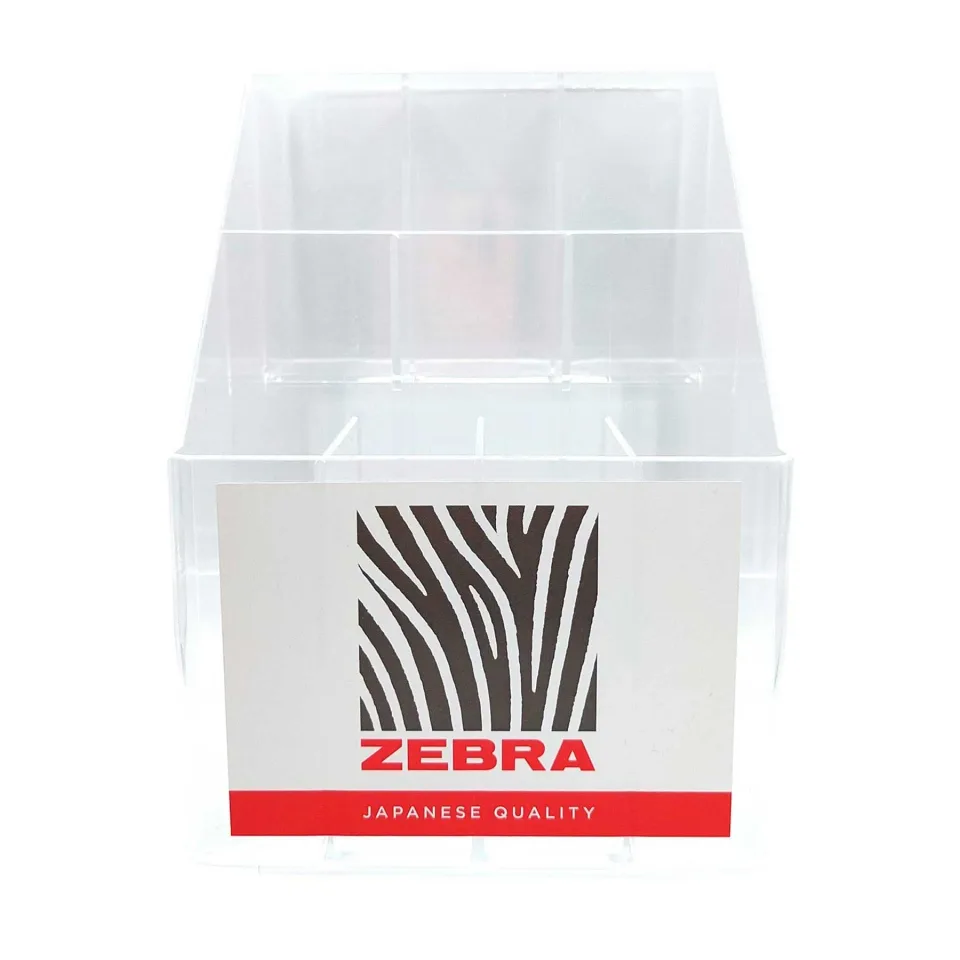 Display Zebra pentru instrumente de scris P10, acril, 10 compartimente, transparent