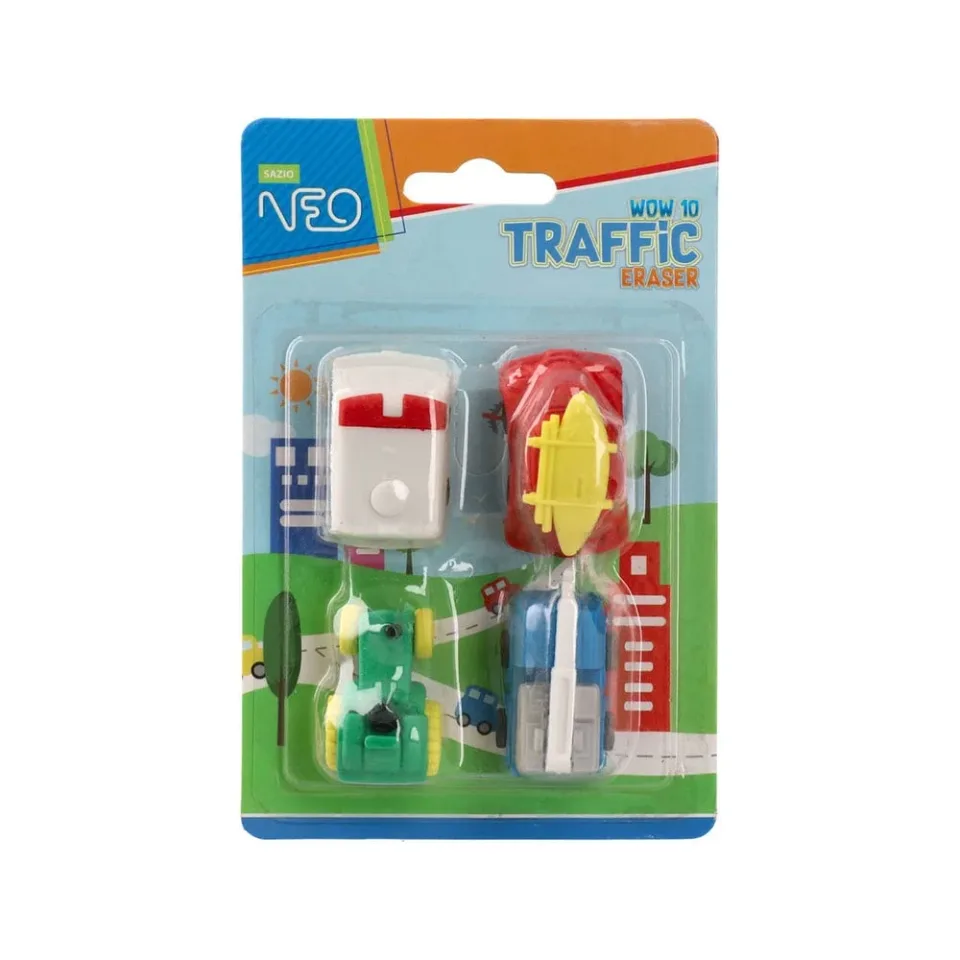Radieră Sazio Wow10, vehicule, 4 buc