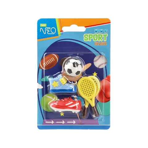 Radiera Sazio Wow10 pentru creion, accesorii sportive, 4 buc.