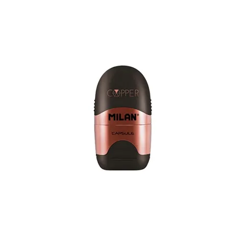 Milan Ascuțitoare Copper, simplă, cu radieră, culori asortate