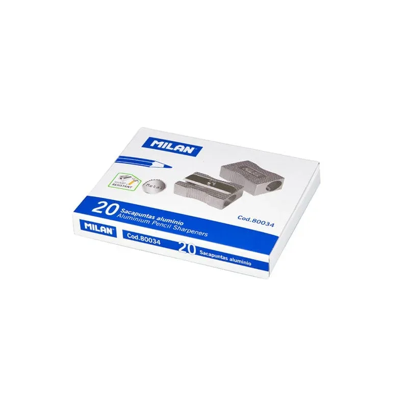 Ascuțitoare Milan, dreptunghiulară, aluminiu, 20 buc